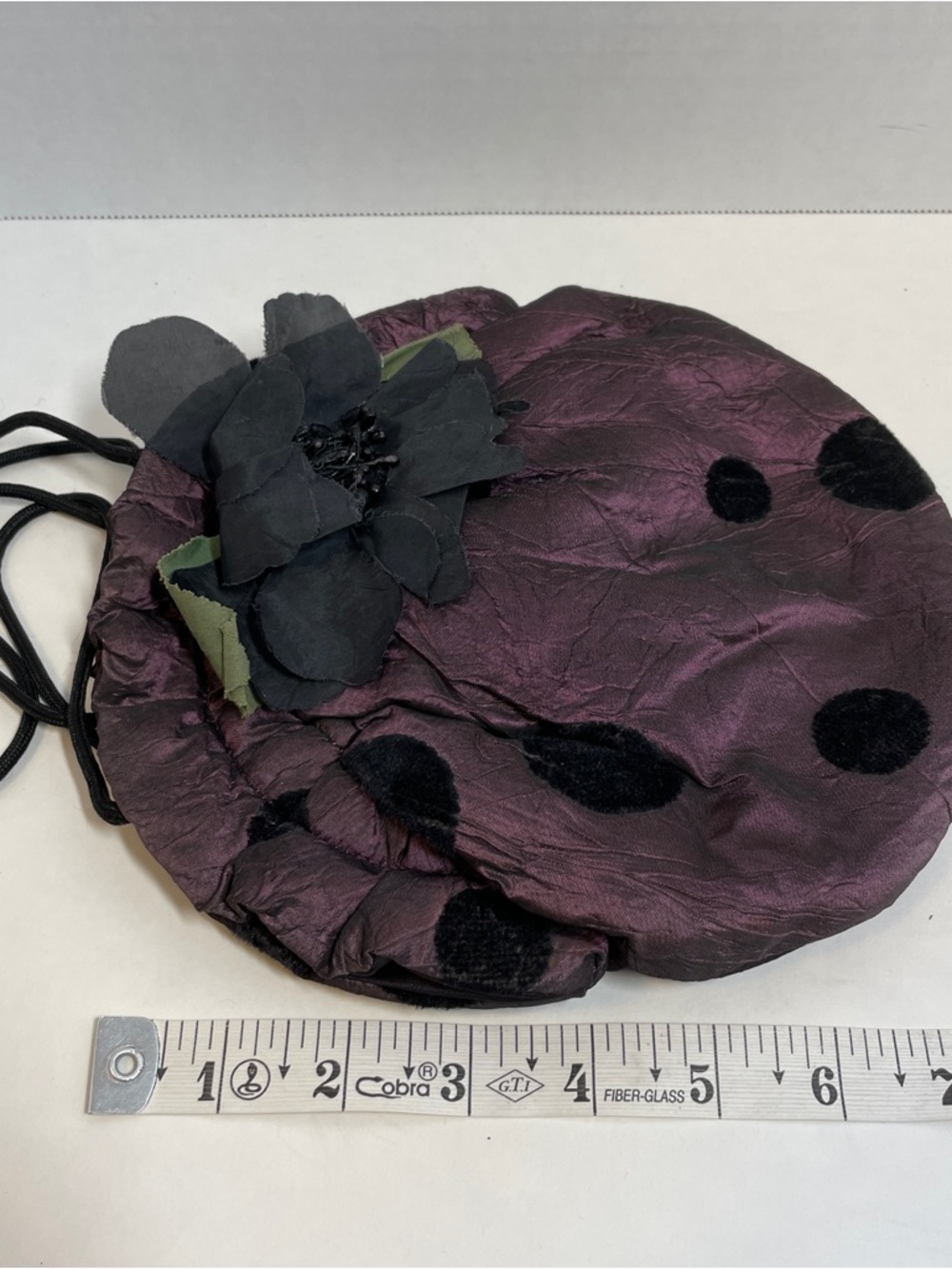 Vintage 80s Carole Kahn Sloan Purse Purple Flower Floral Dots Hinged Closure Bag